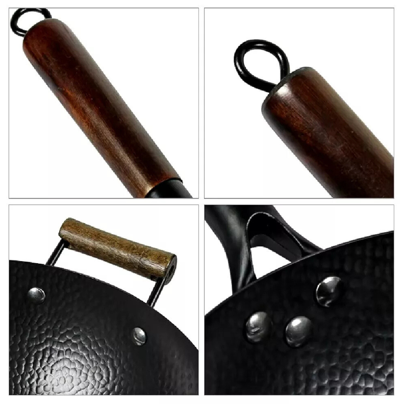 Sartén Premium Wok de Hierro Forjado 32 cm con Mango de Madera-5