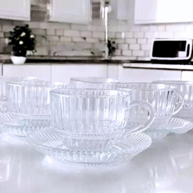Set de 6 Tazas de Vidrio 240ml con Platillos - Deli Glass-5