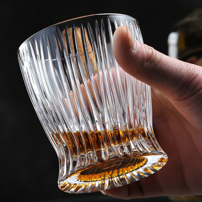 Set 6 Vasos de cristal 290ml diseño de rayas elegante-2