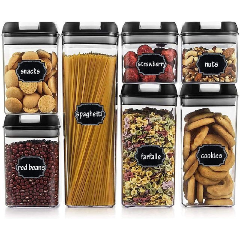 Set 7 Contenedores alimento con tapa hermética de almacenamiento.-1