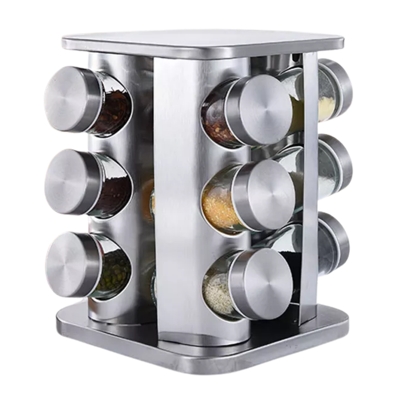 Especiero set 12 condimentos, rack giratorio organizador de especias.-4