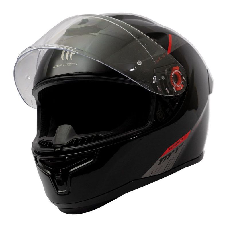 Casco De Moto Mt Helmets Hummer Solid Negro Brillo + Regalo-3