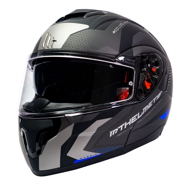 Casco de Moto MT Helmets - ATOM SV Híbrido F7 Azul Mate + Antiempañante Fogoff-0