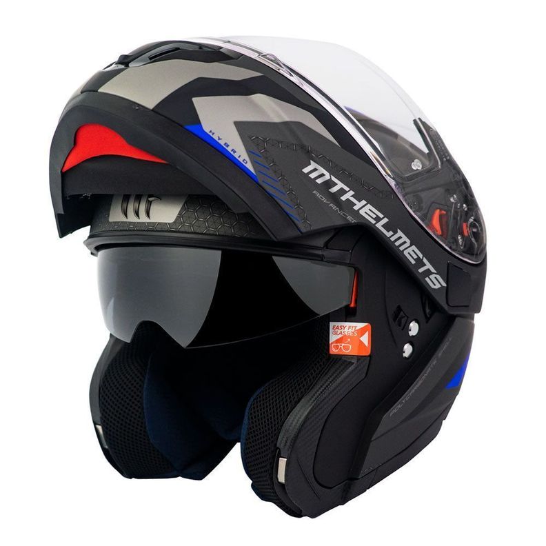 Casco de Moto MT Helmets - ATOM SV Híbrido F7 Azul Mate + Antiempañante Fogoff-2