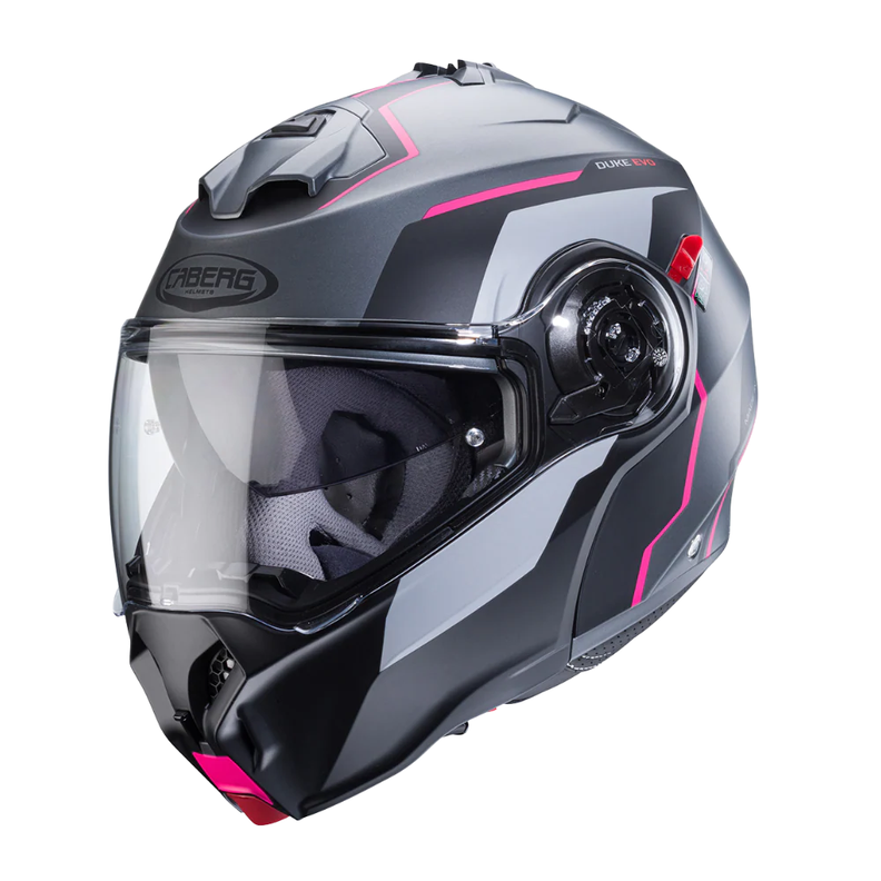 Casco para moto Caberg Duke Evo Move Matt Gun Metal/Black/Fuchsia
