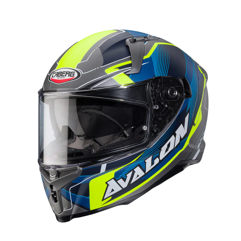 Casco para moto Caberg Avalon X Optic Matt Grey/Blue/Yellow Fluor Amarillo M