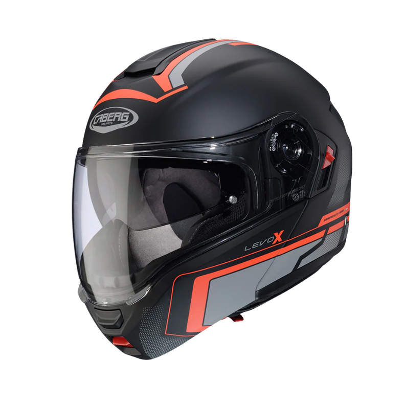 Casco para moto Caberg Levo X Elite Matt Back/Grey/Red Fluor