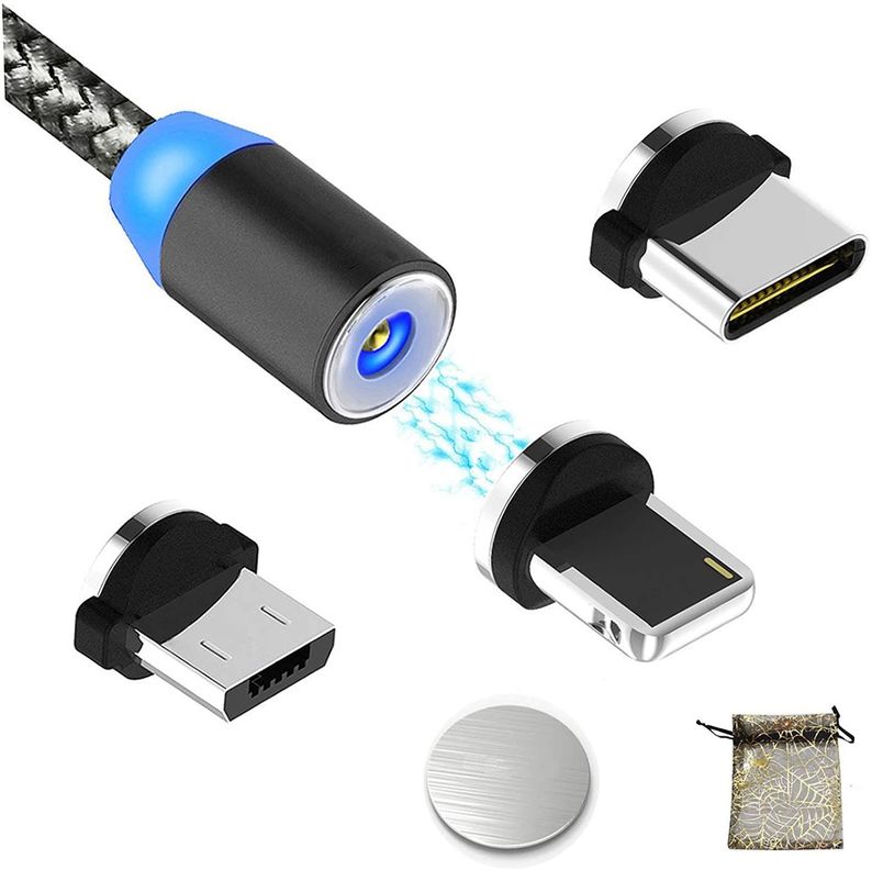 Cable Cargador Magnético Usb 3 En 1 Tipo-c/micro Usb/otros-1