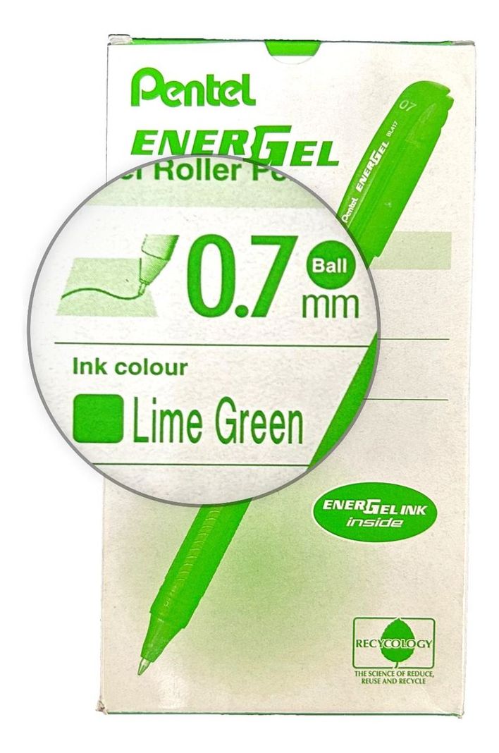 Roller Energel Lapiz Gel Pentel Makkuro 0,7mm Verde Claro - 12u-1
