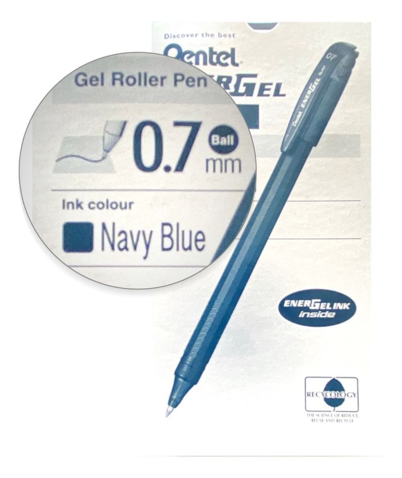 Roller Energel Lapiz Gel Pentel Makkuro 0,7mm Navy B - 12uni-1