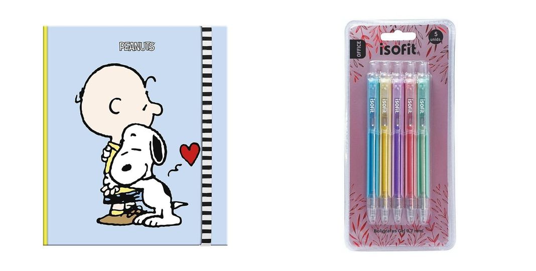 Libreta Lujo Cuaderno SNOOPY PASTEL COLOR + Lapices Gel (5)-0