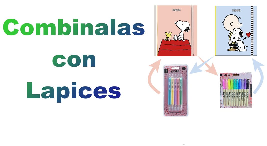 Libreta Lujo Cuaderno SNOOPY PASTEL COLOR + Lapices Gel (5)-6