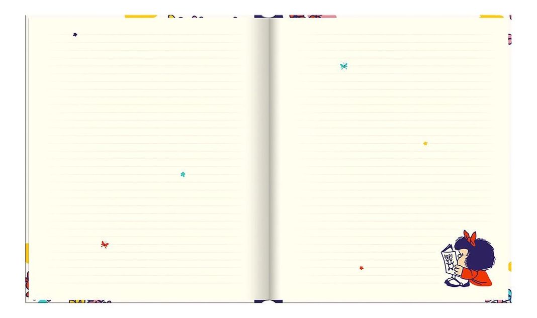 Libreta Lujo Cuaderno MAFALDA Super Azul + Lapices Gel(5)-2