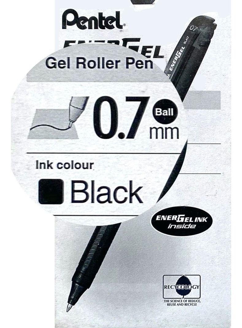 Roller Energel Lapiz Gel Pentel Makkuro 0,7mm Negro - 12uni-1