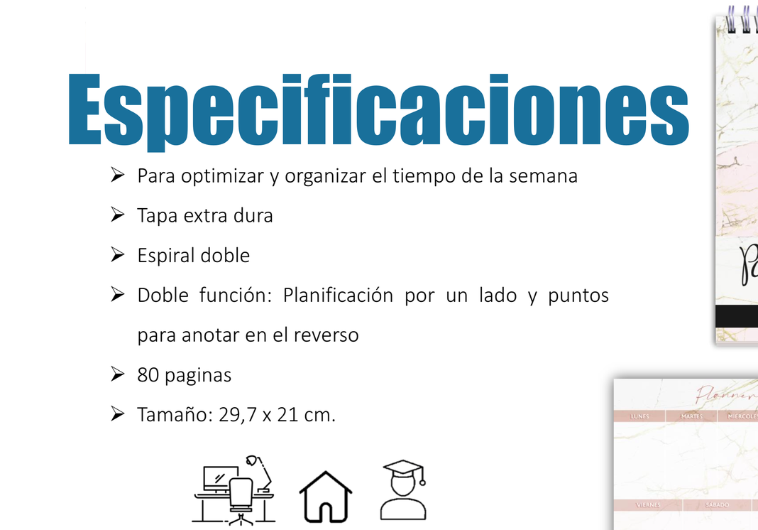 Calendario Agenda Planificador Semanal TD Ascott 80hj Rose-4
