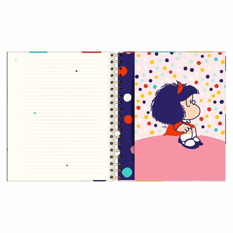 Libreta Lujo Cuaderno MAFALDA MUCHOS PUNTOS + Lapices Gel-4