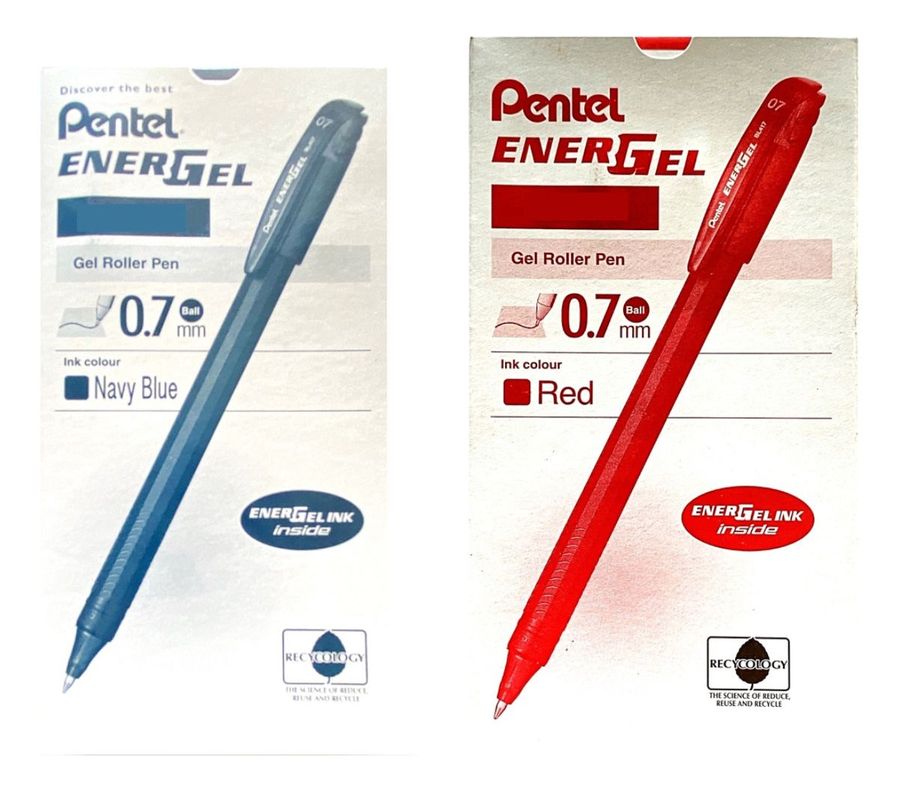 Roller Lapiz Gel Pentel Makkuro 0,7mm Navy B + Rojo - 24uni-0