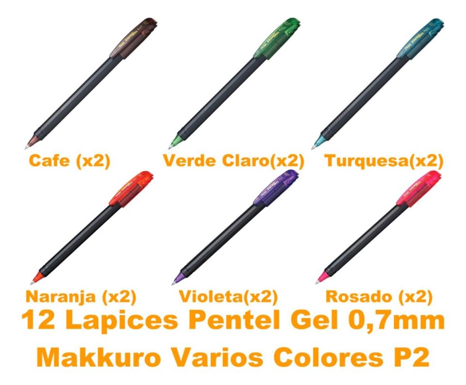 Roller Lapiz Gel Pentel Makkuro 0,7mm Navy B + Rojo - 24uni-6
