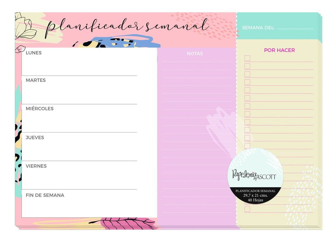 Calendario Agenda Planificador Semanal Ascott 40hj 29,7x21cm.-0