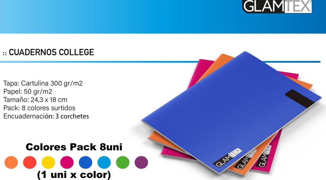 CUADERNO COLLEGE 80HJS CROQUIS 8UNI COLORES GLAMTEX-1