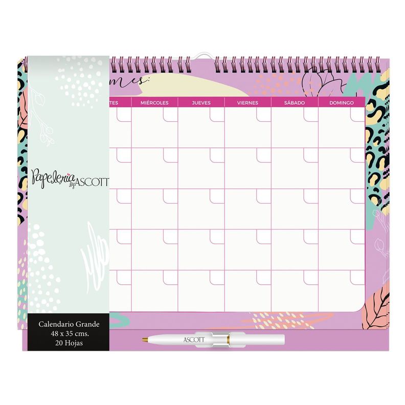 Calendario Agenda Mensual C/lapiz Ascott 20hj 48x35cm. NO FECHADO-0