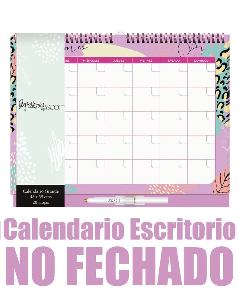 Calendario Agenda Mensual C/lapiz Ascott 20hj 48x35cm. NO FECHADO-1