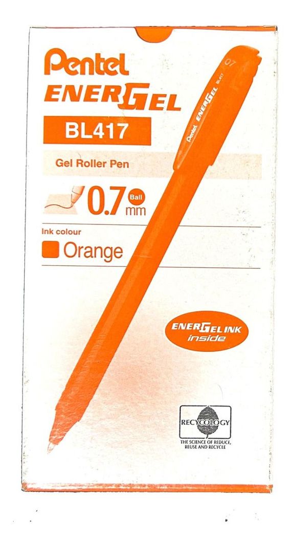 Roller Energel Lapiz Gel Pentel Makkuro 0,7mm Naranjo - 12u Turquesa [ 440 ]