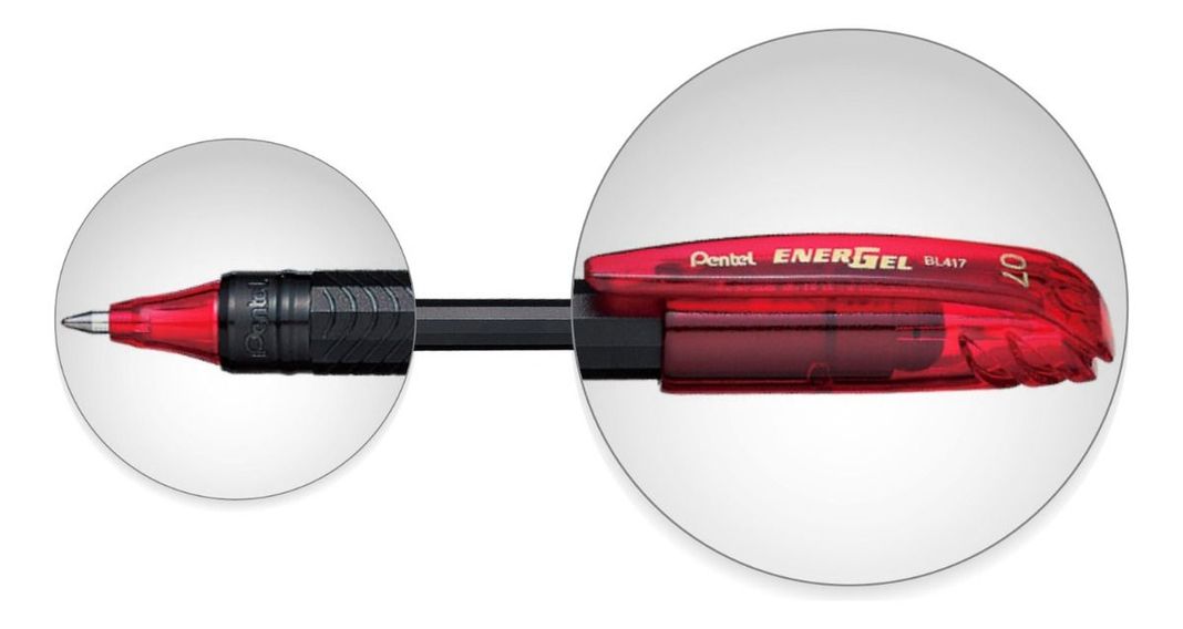 Roller Energel Lapiz Gel Pentel Makkuro 0,7mm Rojo - 12uni-3