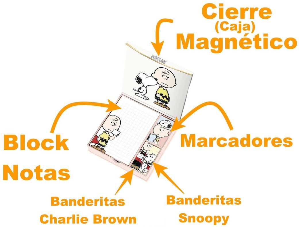 Caja Lujo Magnetica Notitas y Block Notas SNOOPY FULL PASTEL-2