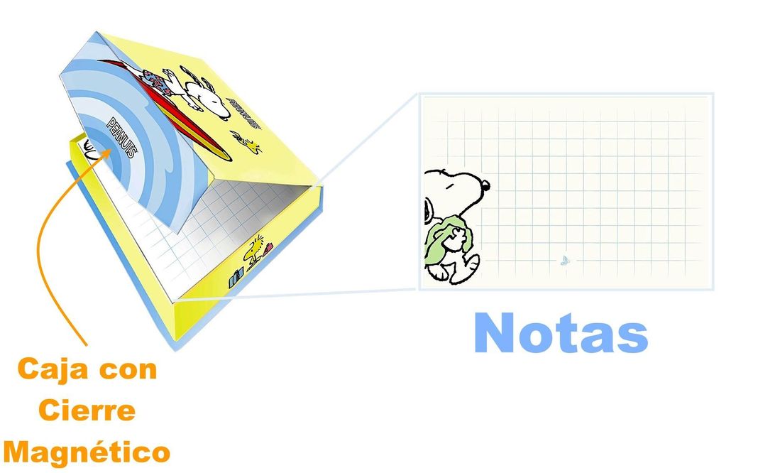 Caja Super Lujo Notas Escritorio Snoopy Full Bright-3