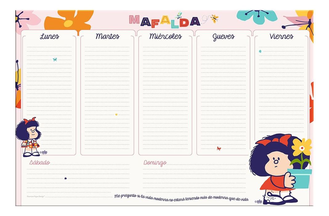 Planificador Calendario No Fechado Super Lujo MAFALDA-0