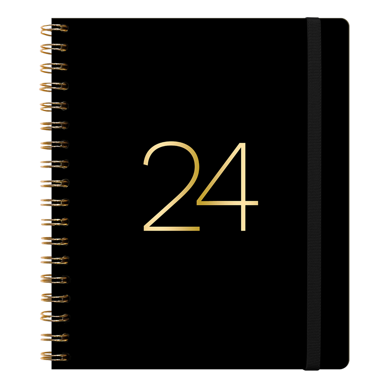 Agenda Black Cover Espiral Semana a la Vista 2024-0