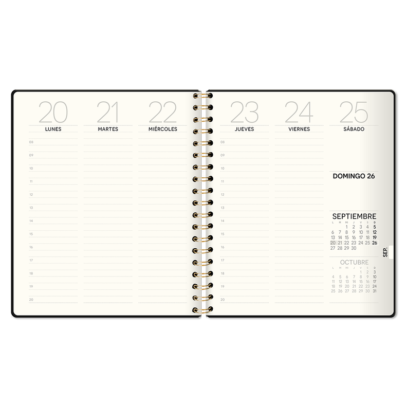 Agenda Black Cover Espiral Semana a la Vista 2024-1