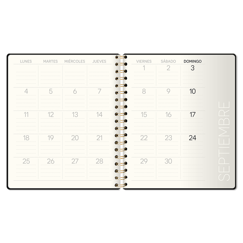 Agenda Black Cover Espiral Semana a la Vista 2024-2