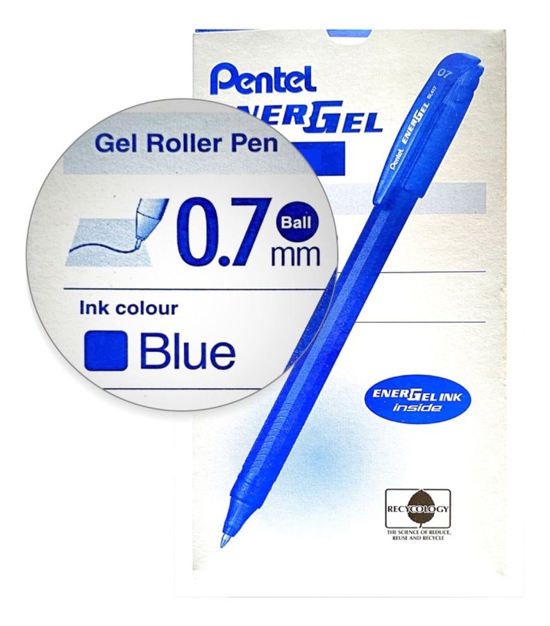 Roller Energel Lapiz Gel Pentel Makkuro 0,7mm Azul - 12uni-1