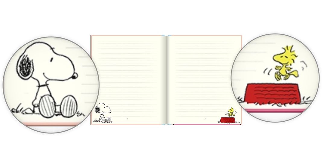 Libreta Lujo Cuaderno SNOOPY FULL LEYENDO + Lapices Gel(5)-3