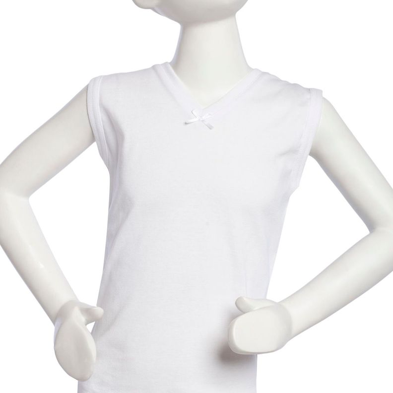 Camiseta Algodon Sin Manga Blanco 2