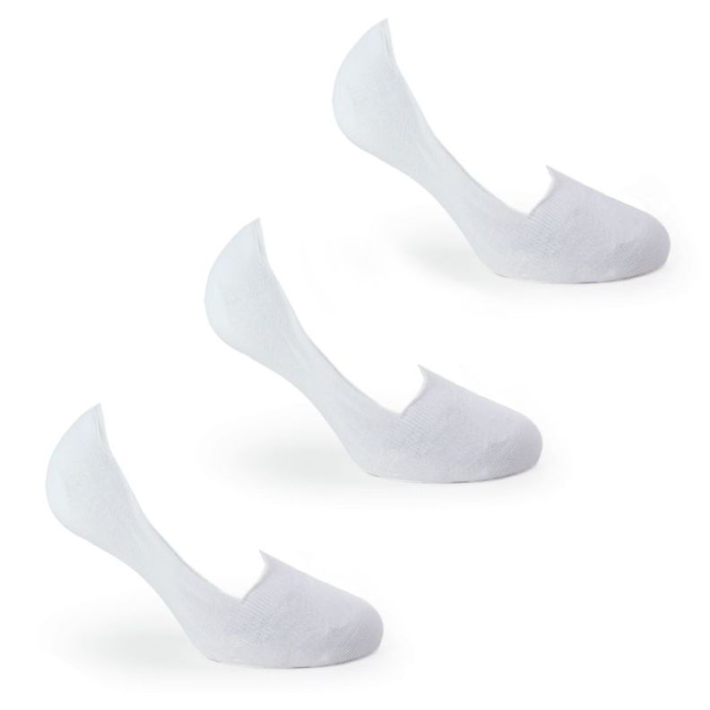 3 Pares Calcetines Algodón Invisible Blanco-0