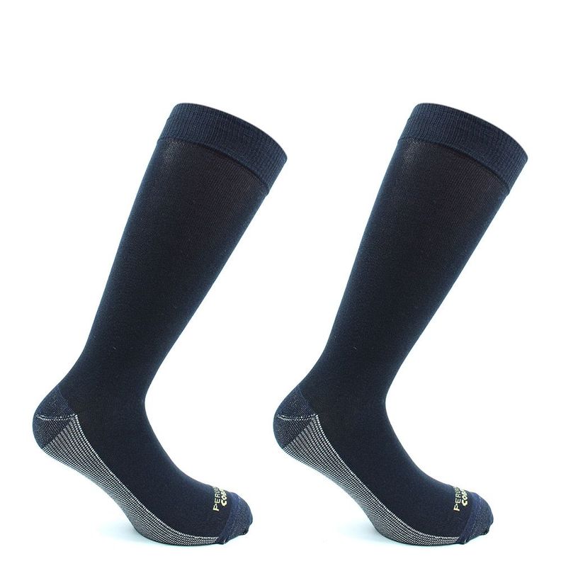 2 Pares Calcetin Cobre + Bamboo Liso Vestir Largo 3/4 Azul-0