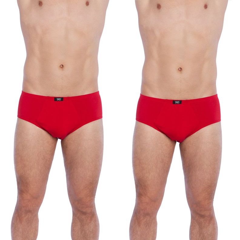 2 Unidades  Slip Clásico Hombre 100% Algodón Rojo-0