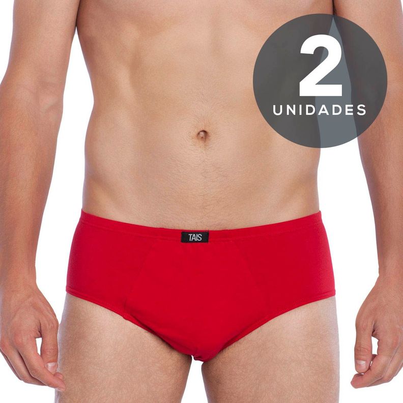2 Unidades  Slip Clásico Hombre 100% Algodón Rojo-1