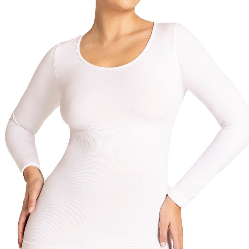 Polera Faja Manga Larga Blanco