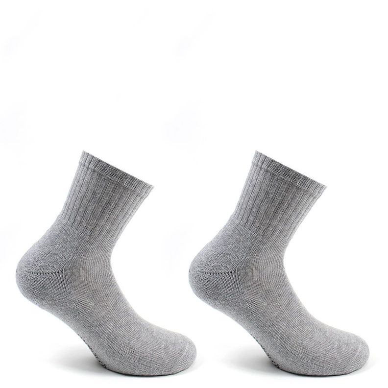 2 Pares Calcetines Algodón Deportivo Liso Gris-0