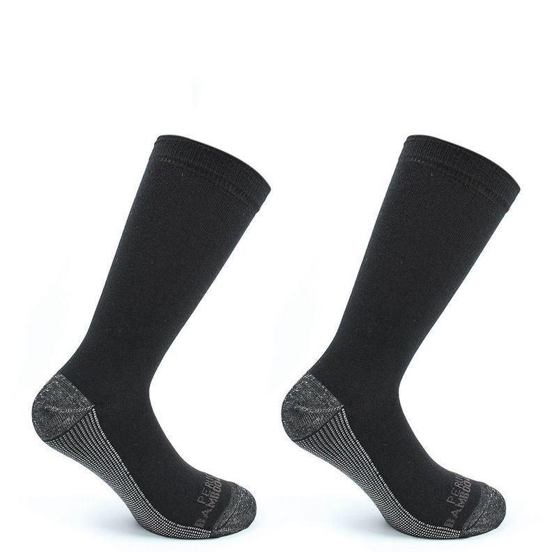 2 Pares Calcetin Cobre + Bamboo Liso Largo Americano Marengo-0