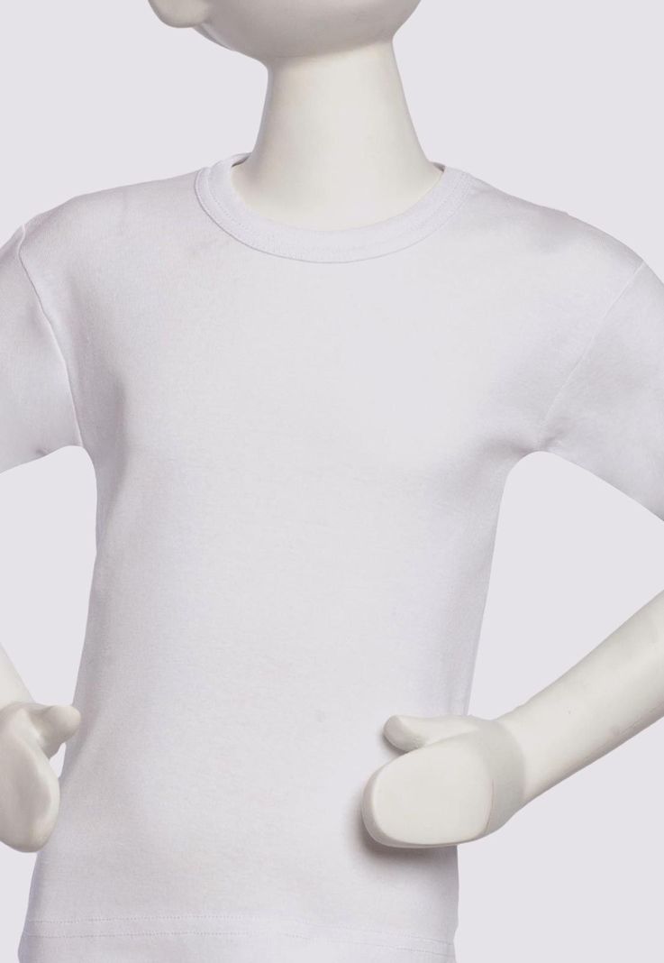 Camiseta Manga Corta Cuello Polo Niño Algodón Blanco-0