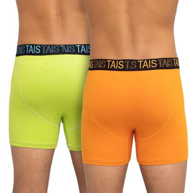 Pack  Bóxer Cotton Spandex  Colores Naranjo/Verde Limon-1