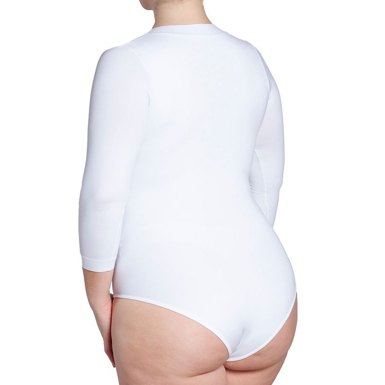 Body Manga 3/4 Escote "V" Blanco-5