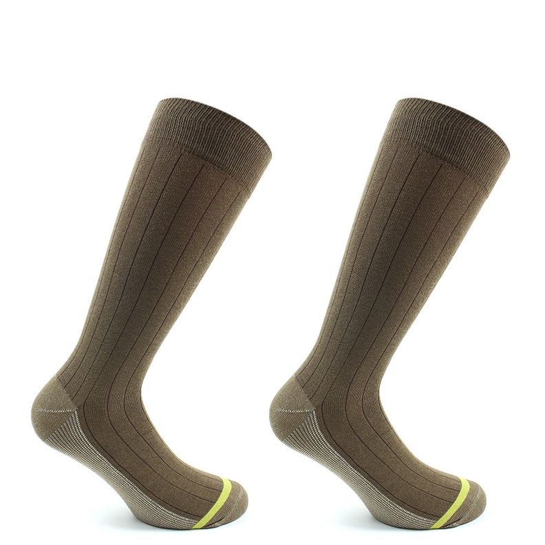Bi-Pack Calcetines Cobre + Algodón Largo 3/4 De Vestir Café-0