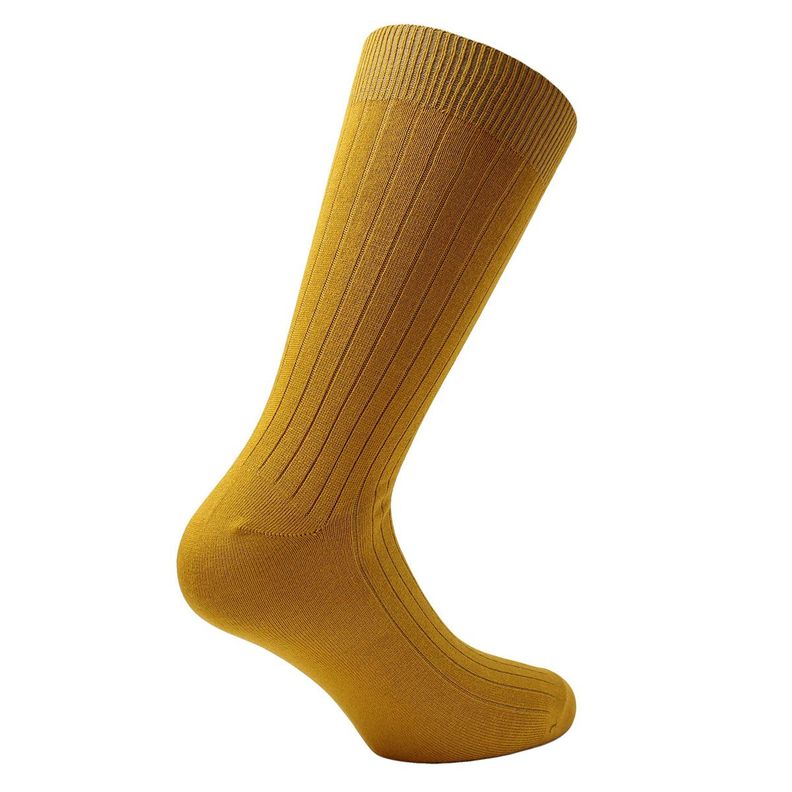 Calcetin Bamboo Acanalado Largo Americano Mostaza-0