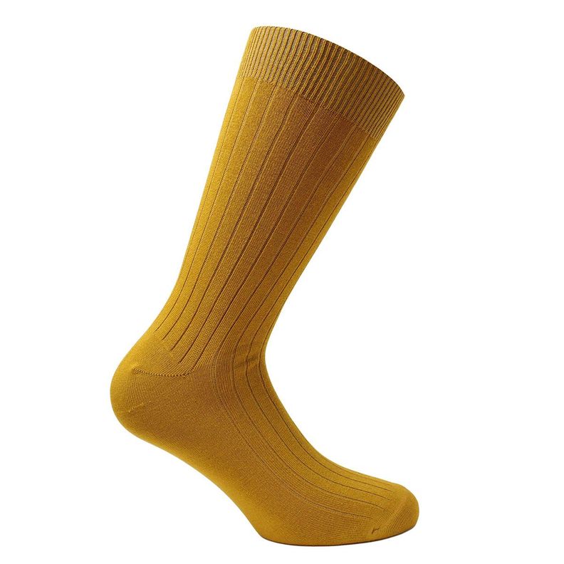 Calcetin Bamboo Acanalado Largo Americano Mostaza-1